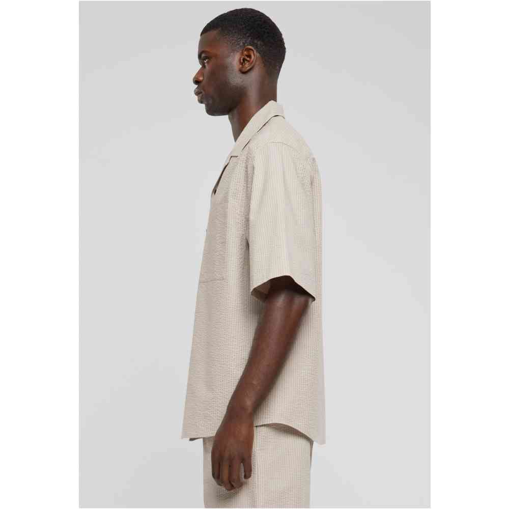 Urban Classics - Relaxed Seersucker Short Sleeve Shirt - Grey